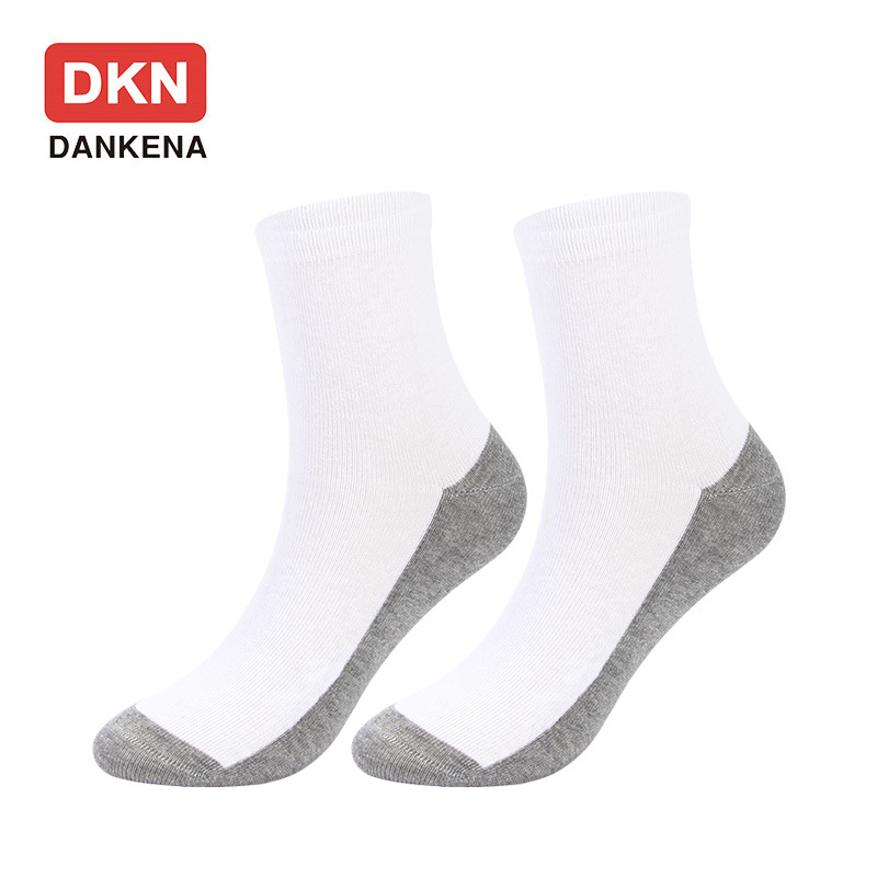 DANKENA 10 Pairs Combed Cotton Men Women Children Students Pure White Bone Sewing Color Socks